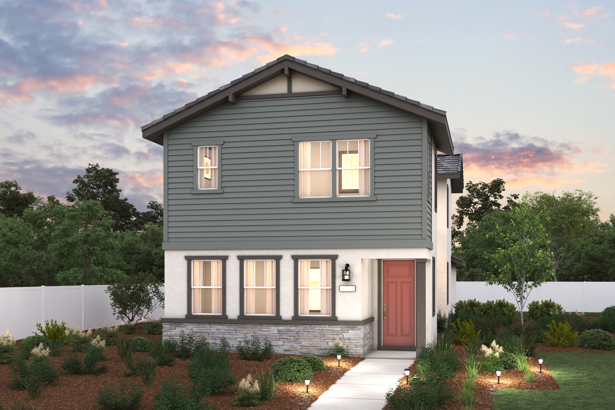 A house with a driveway.