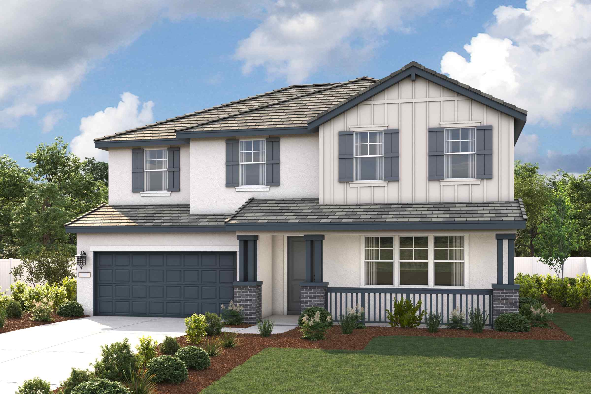 A house with a garage.