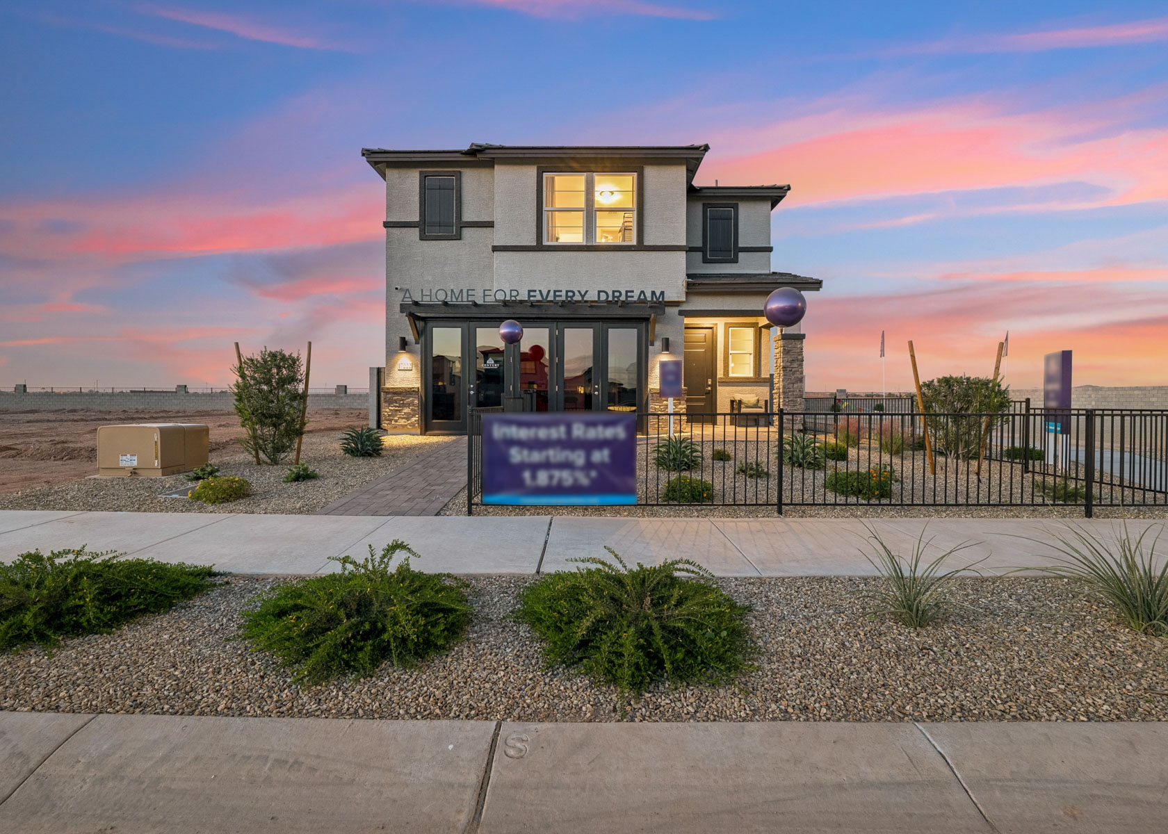 A building with a fence around it.