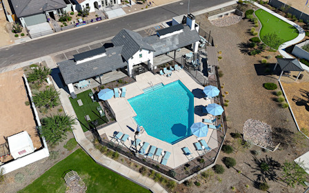 A high angle view of a building.