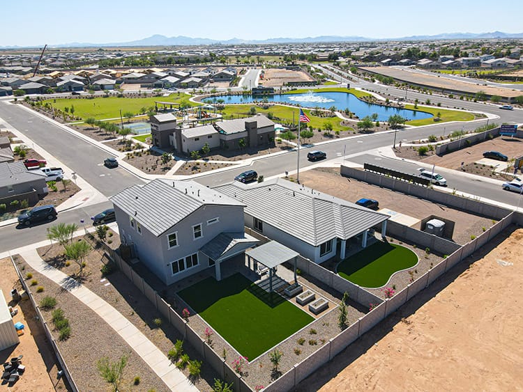 A high angle view of a building.