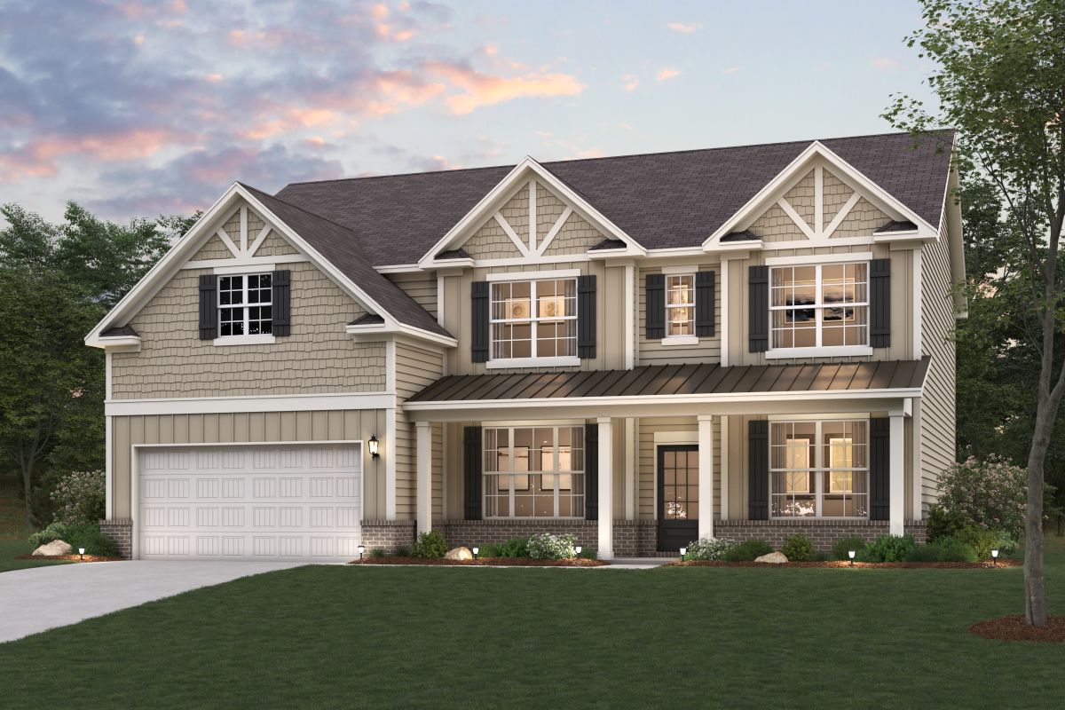 A house with a lawn in front.