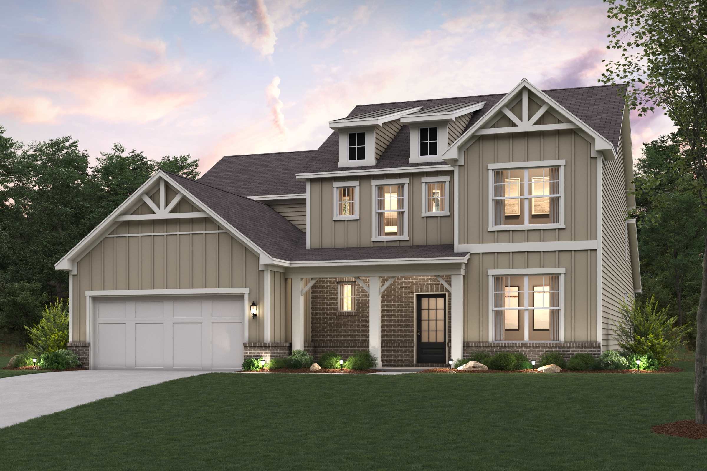 A house with a large front yard.
