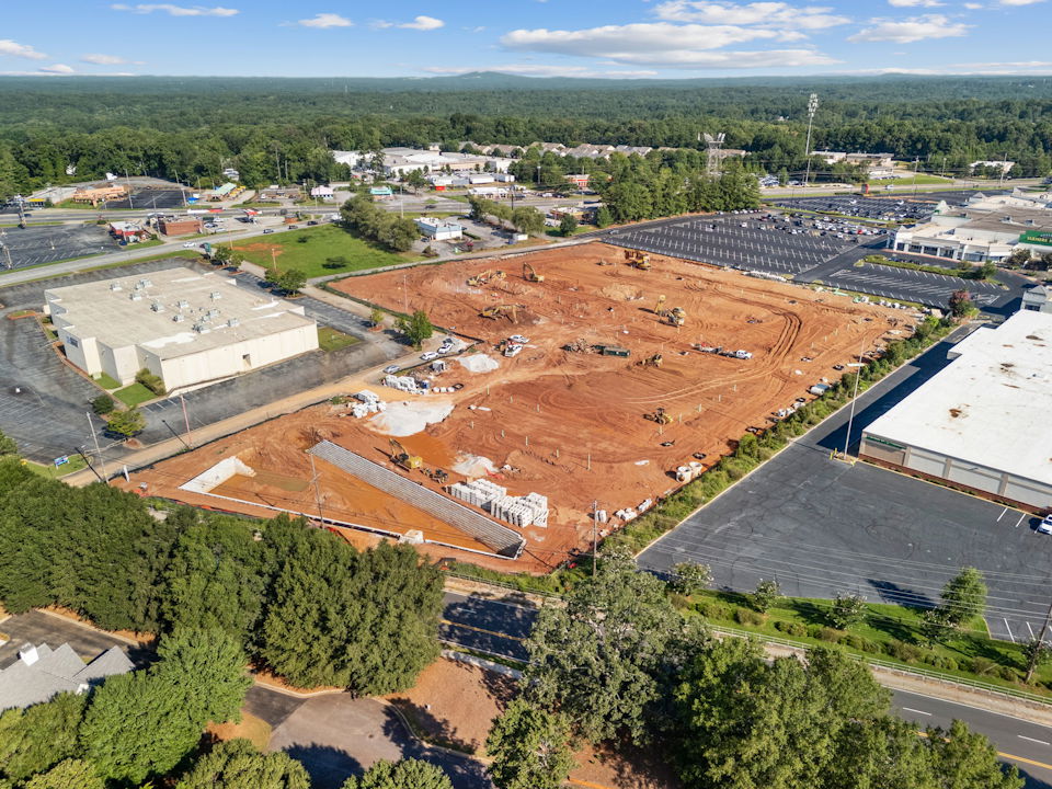 A large area with many buildings.