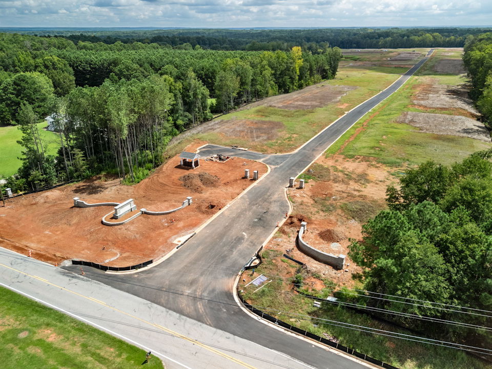 A road with a pipe running through it.