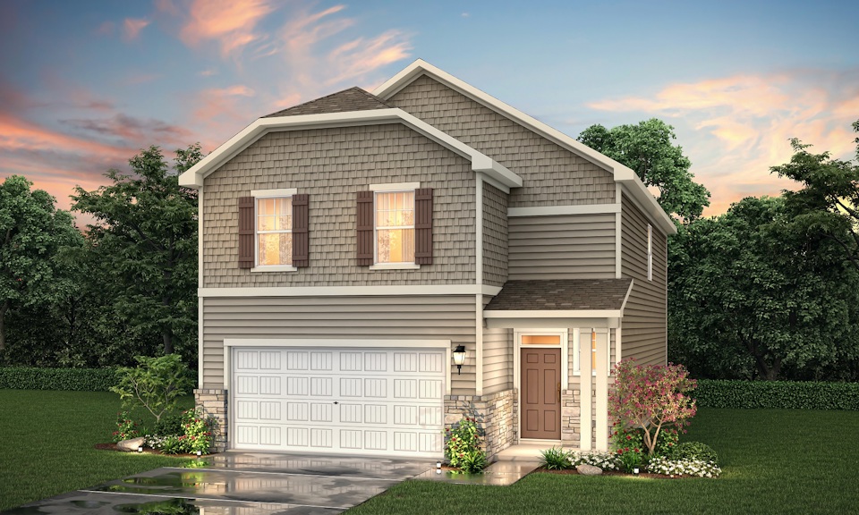 A house with a garage.