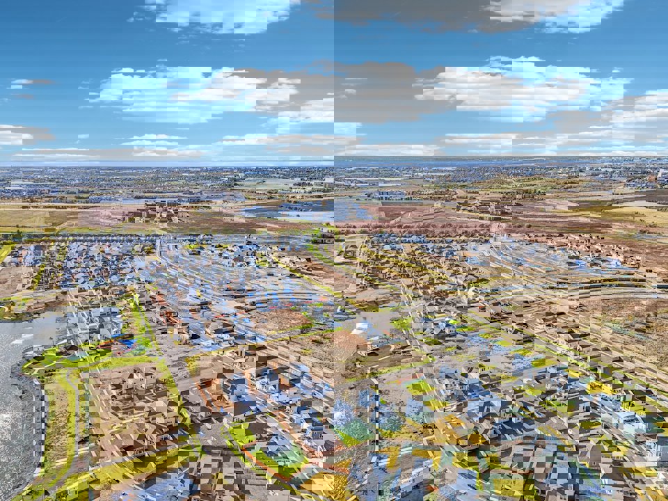 An aerial view of a city.