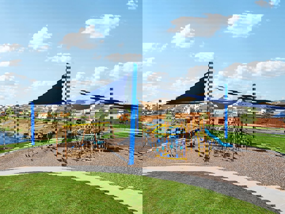 A playground with a slide.