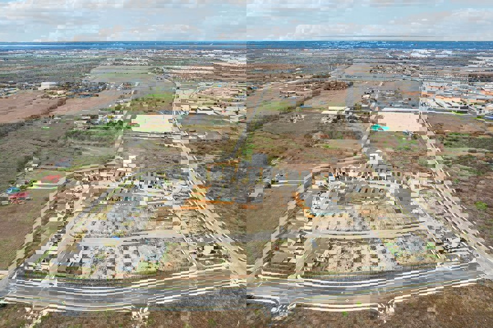 An aerial view of a city.