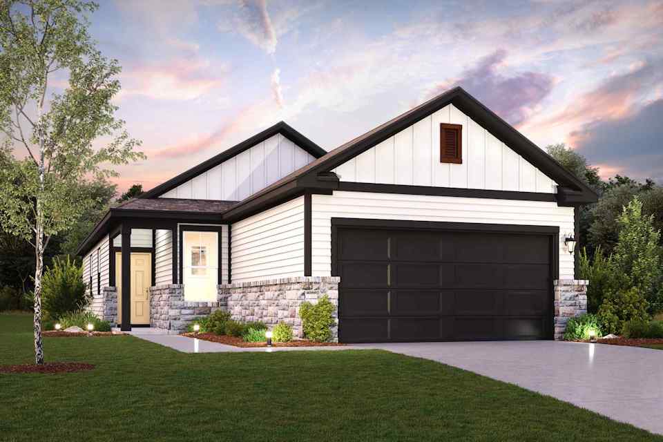 A house with a grass yard.