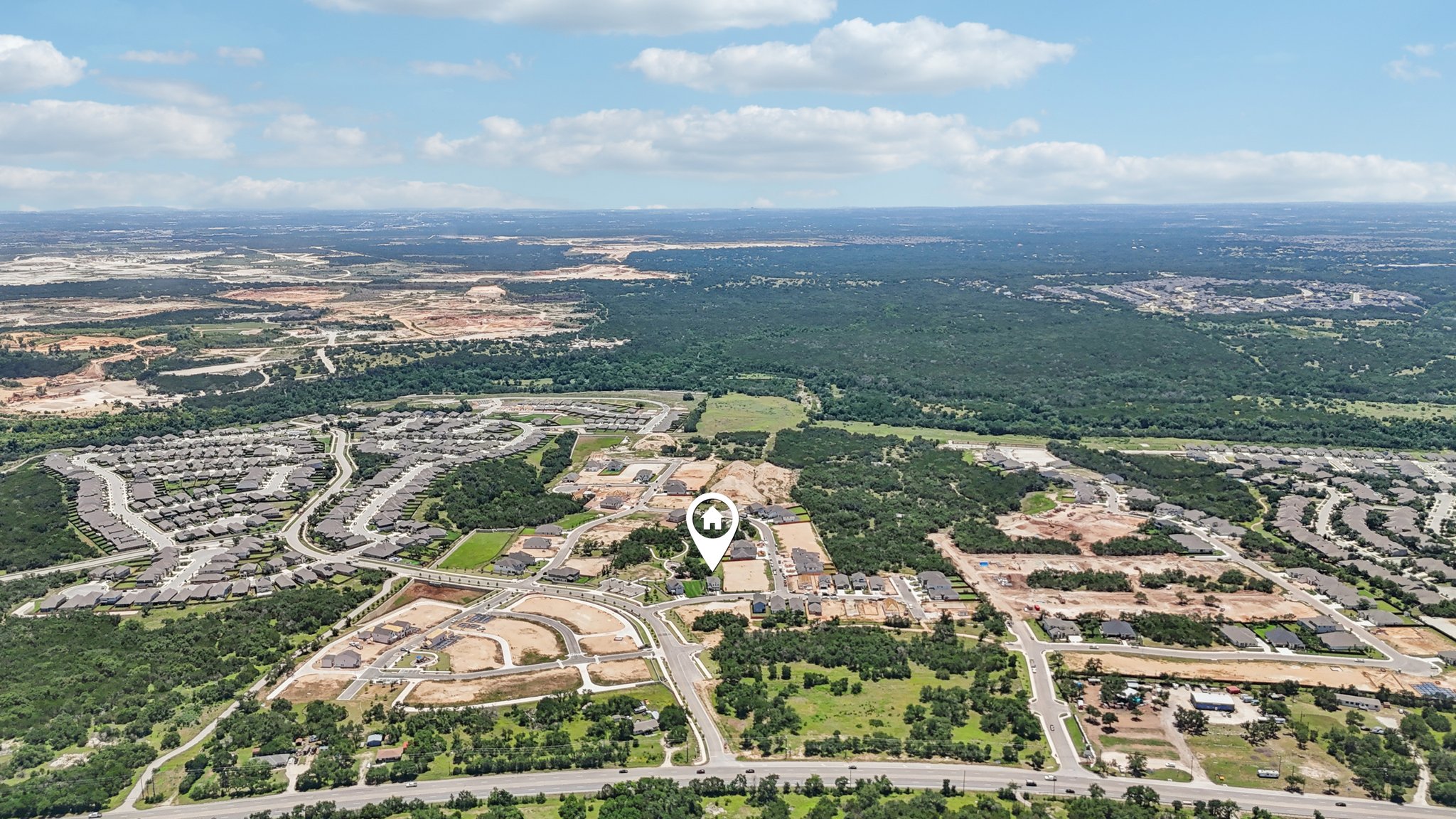 An aerial view of a city.