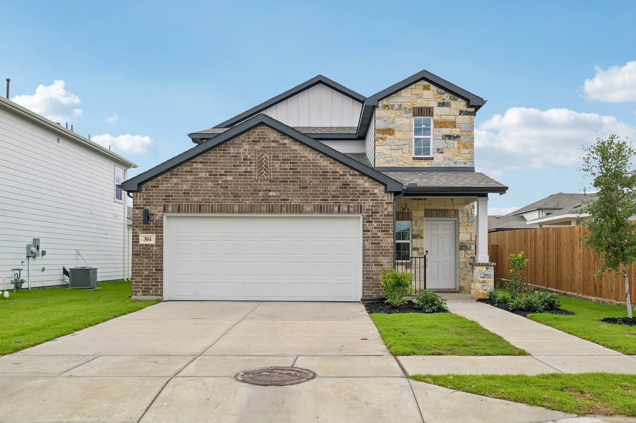 A house with a garage.