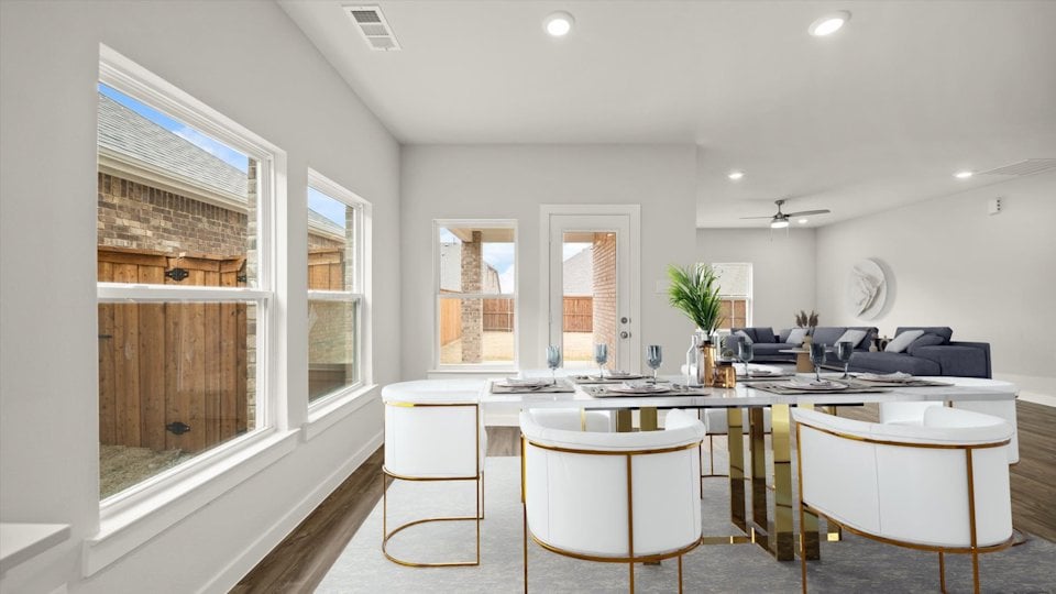 A kitchen and living room.