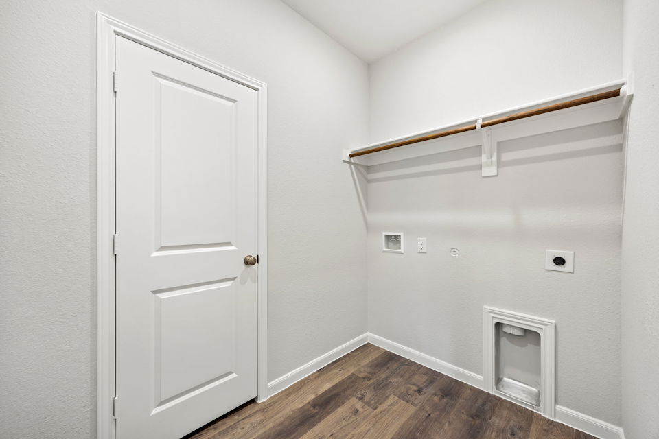 A white door in a room.