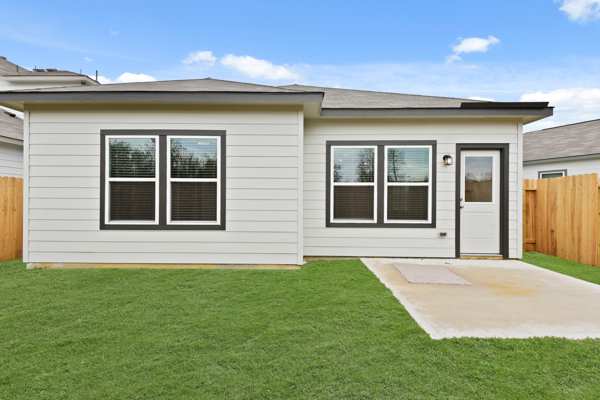 A house with a lawn.