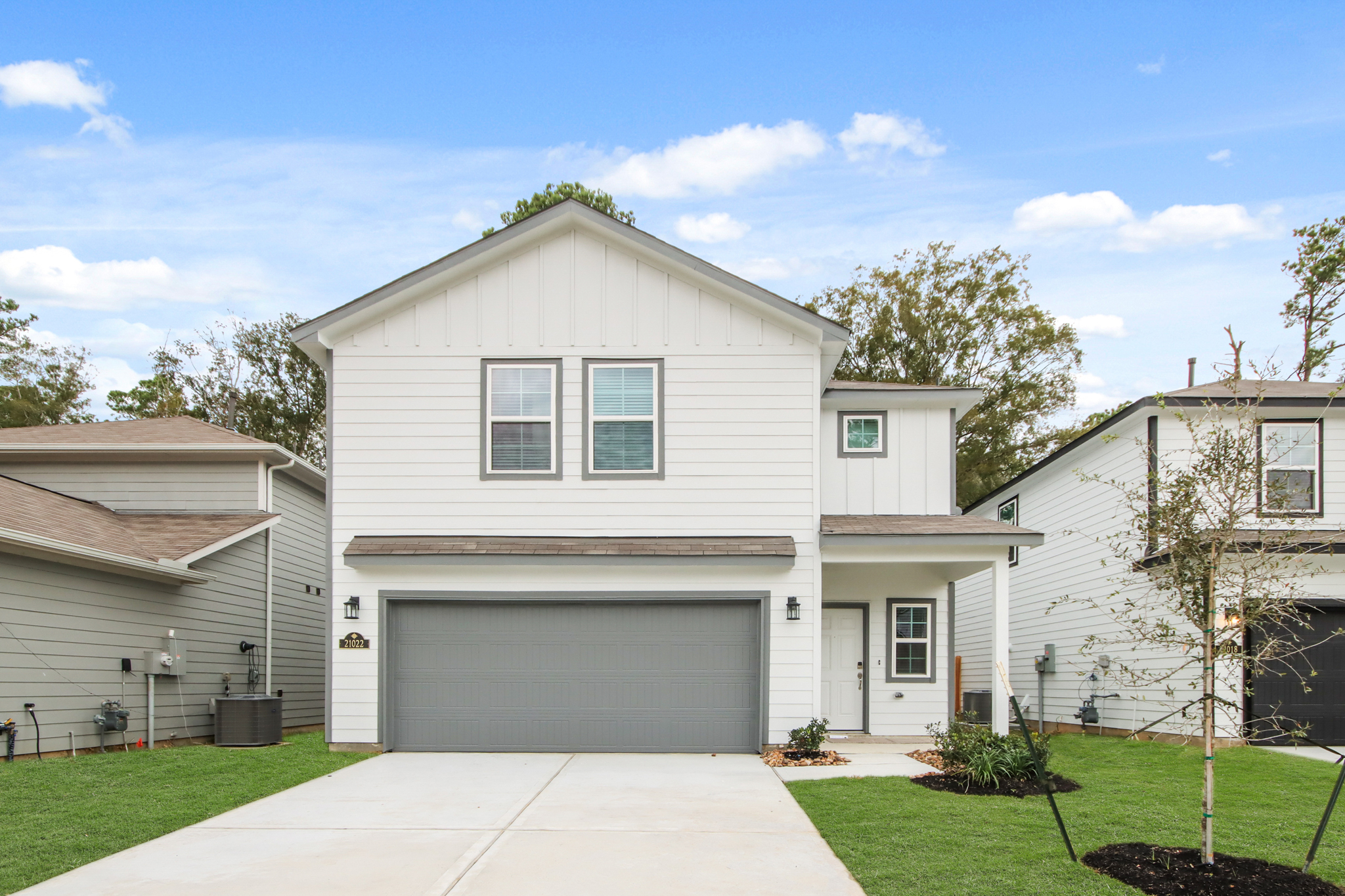 A house with a garage.