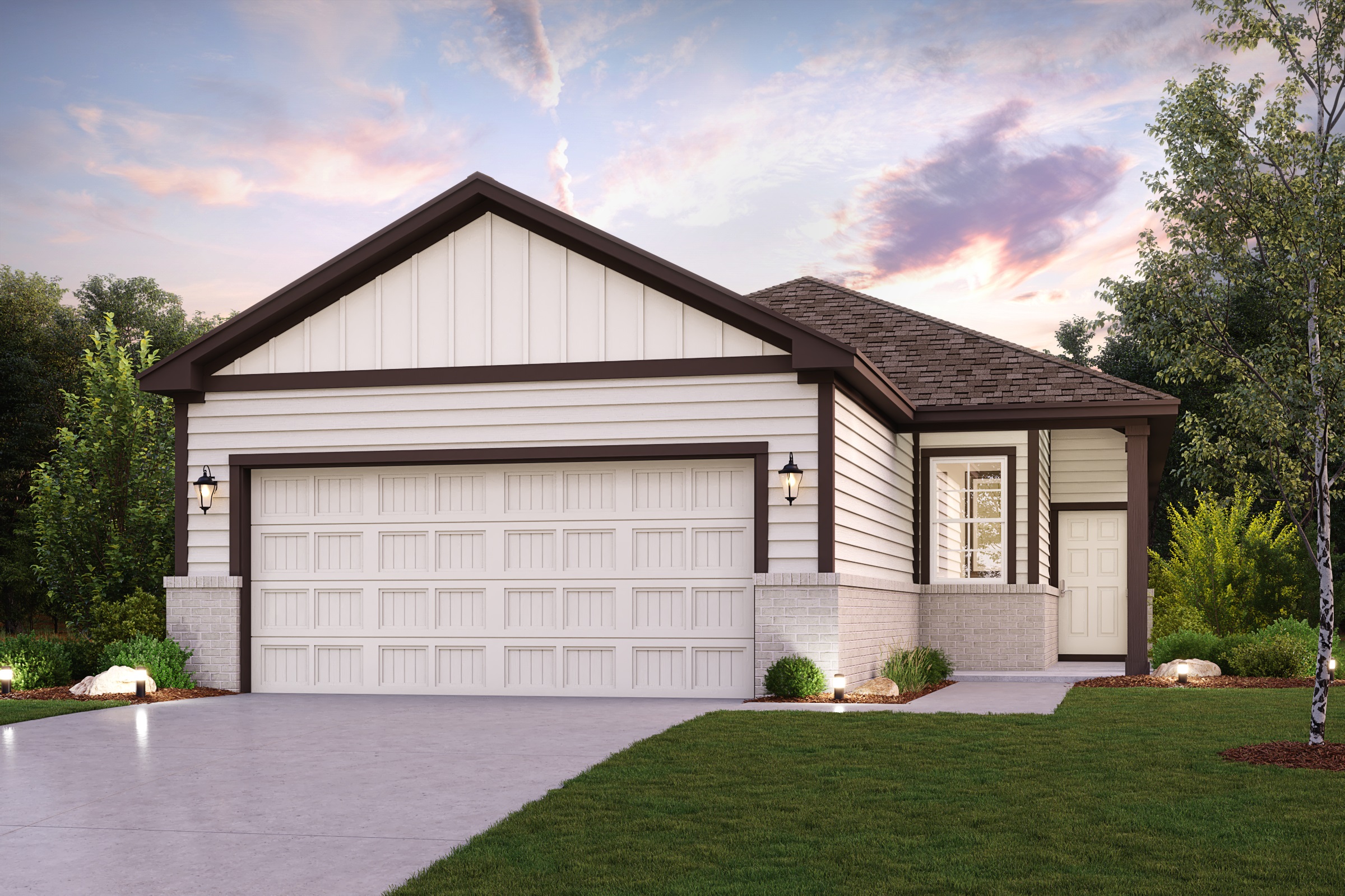 A house with a garage.