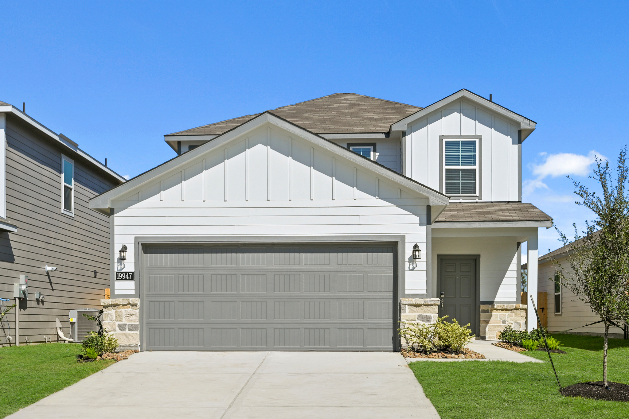 A house with a garage.