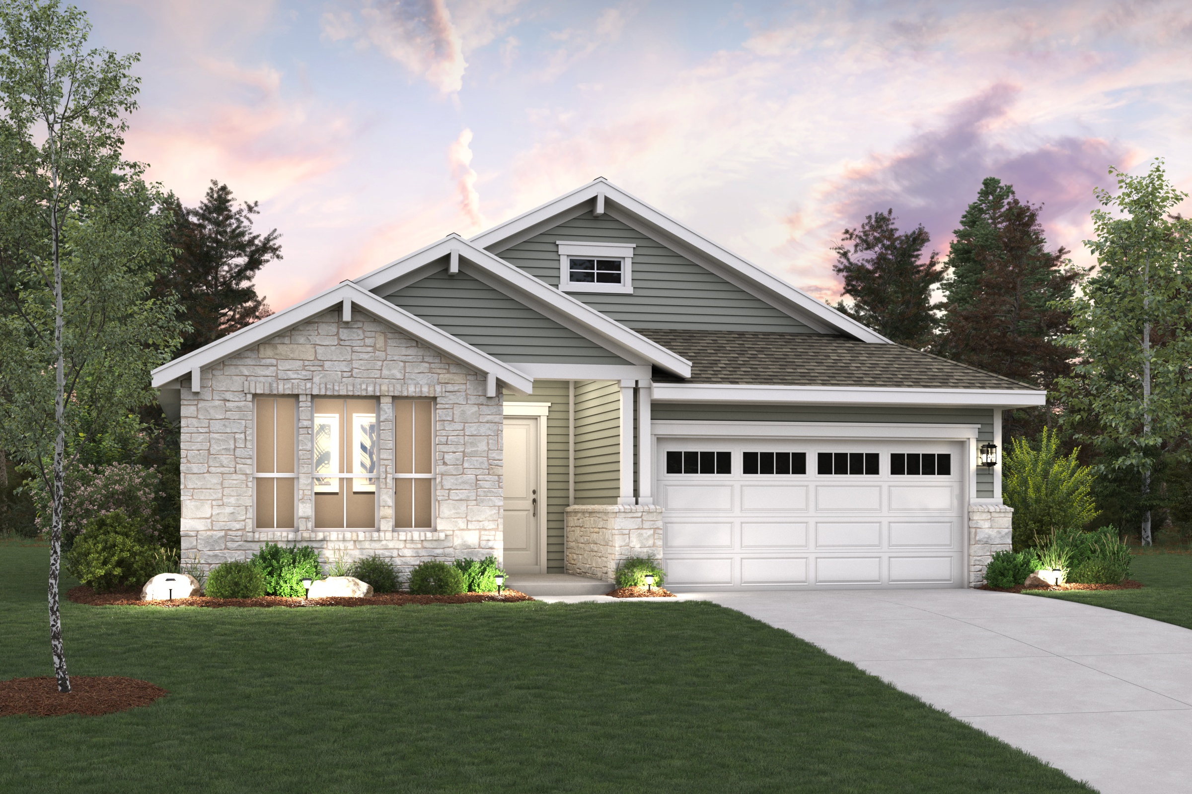 A house with a garage.