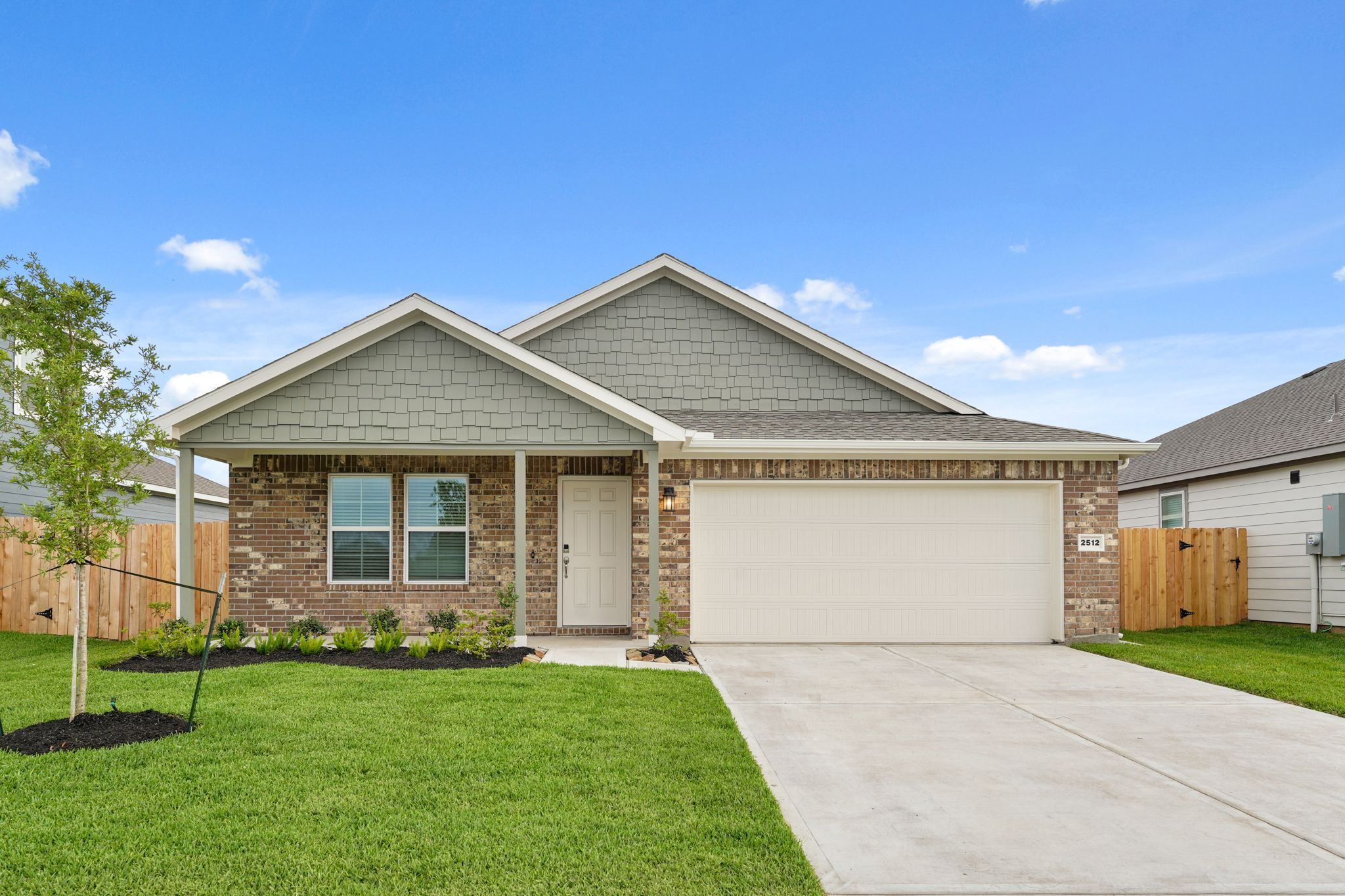 A house with a garage.