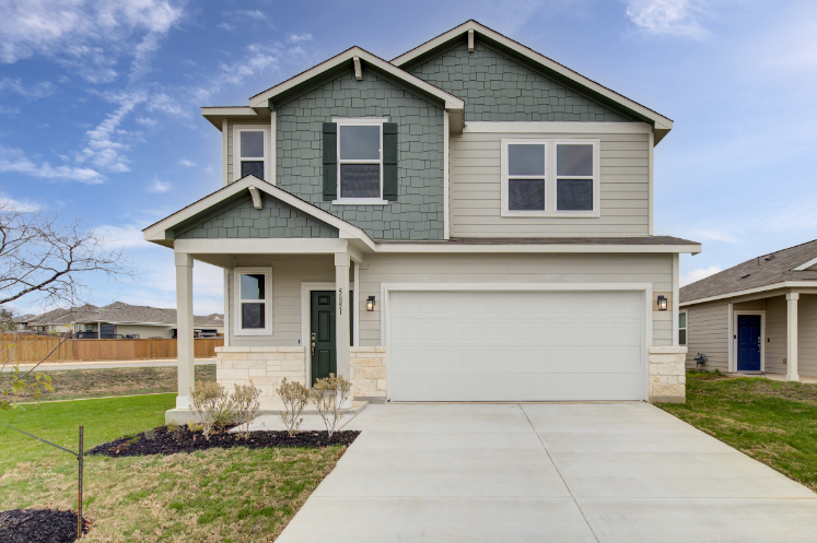 A house with a garage.