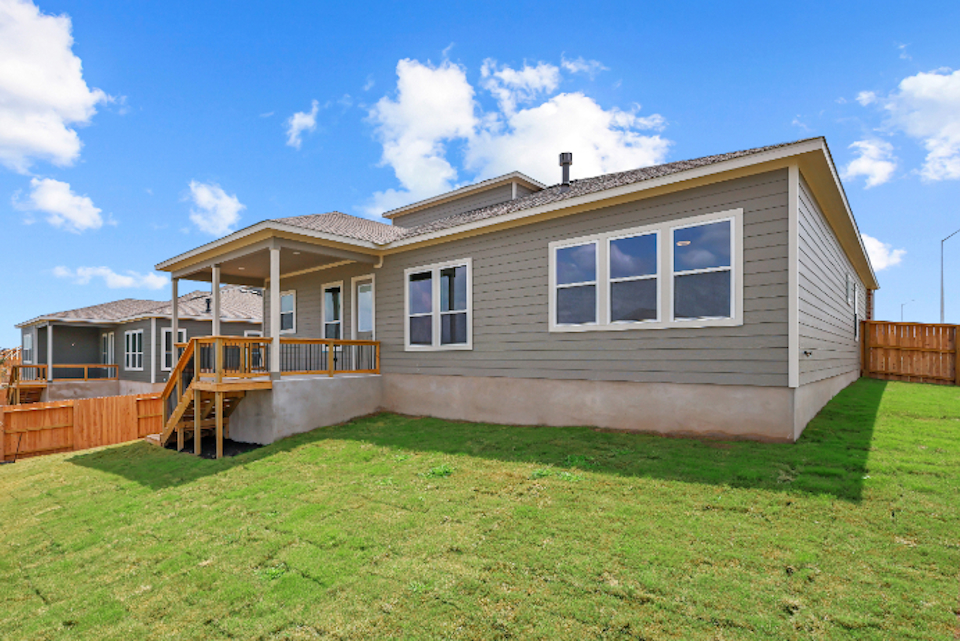 A house with a lawn.