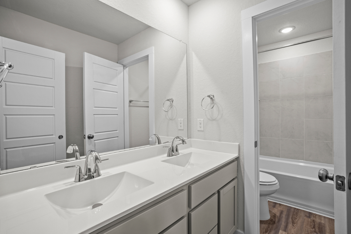 A bathroom with a sink and a toilet.