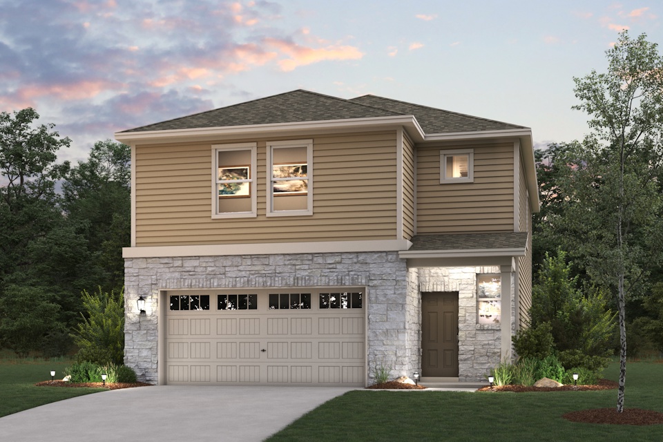 A house with a garage.