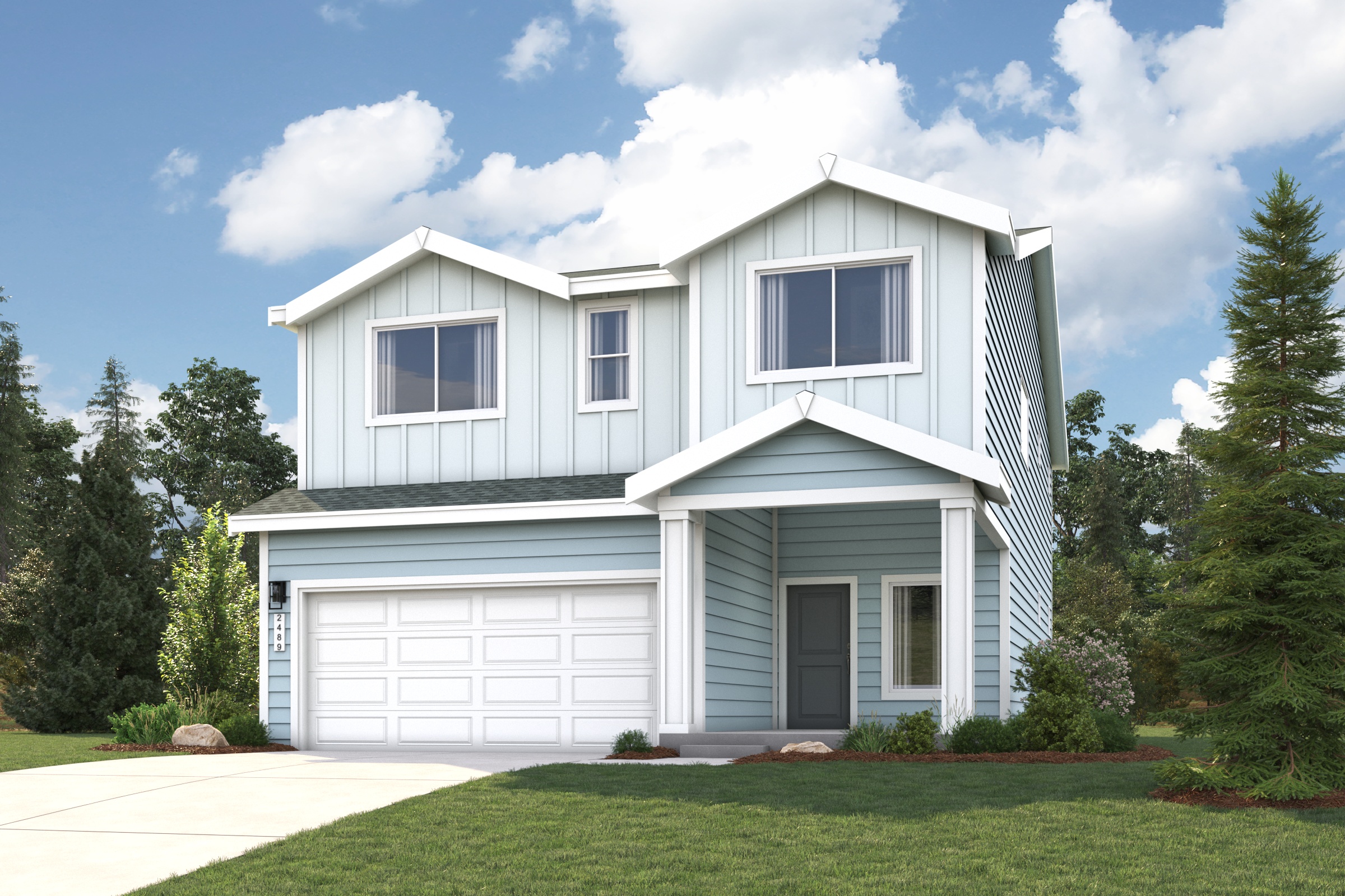 A house with a garage.