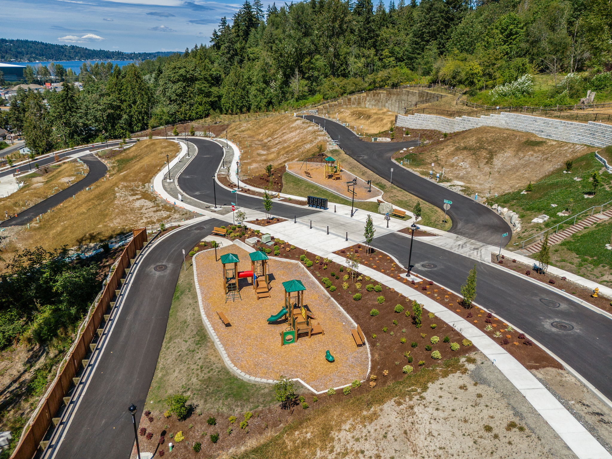 A high angle view of a road.
