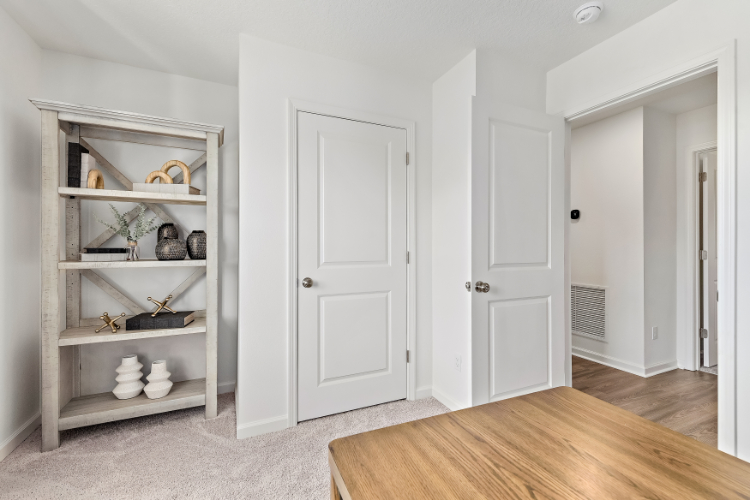 A room with white doors.