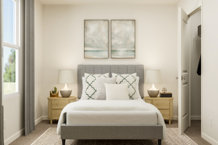 A white couch in a room.