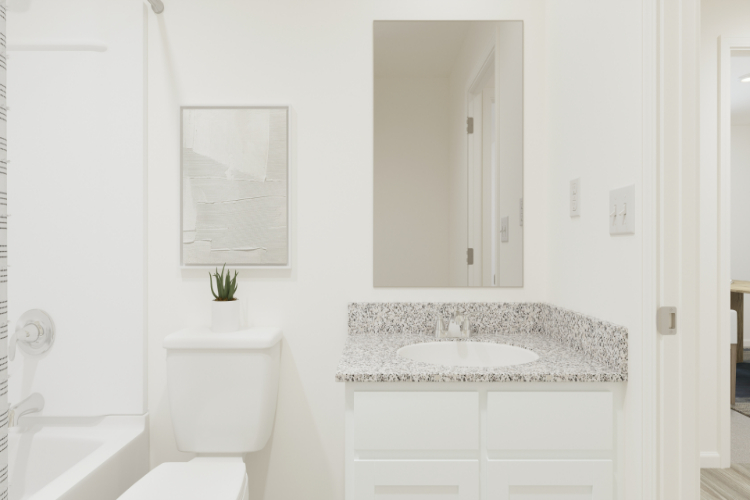 A bathroom with a sink and a toilet.