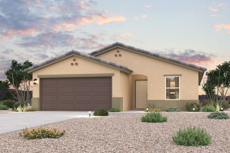 A house with a driveway.