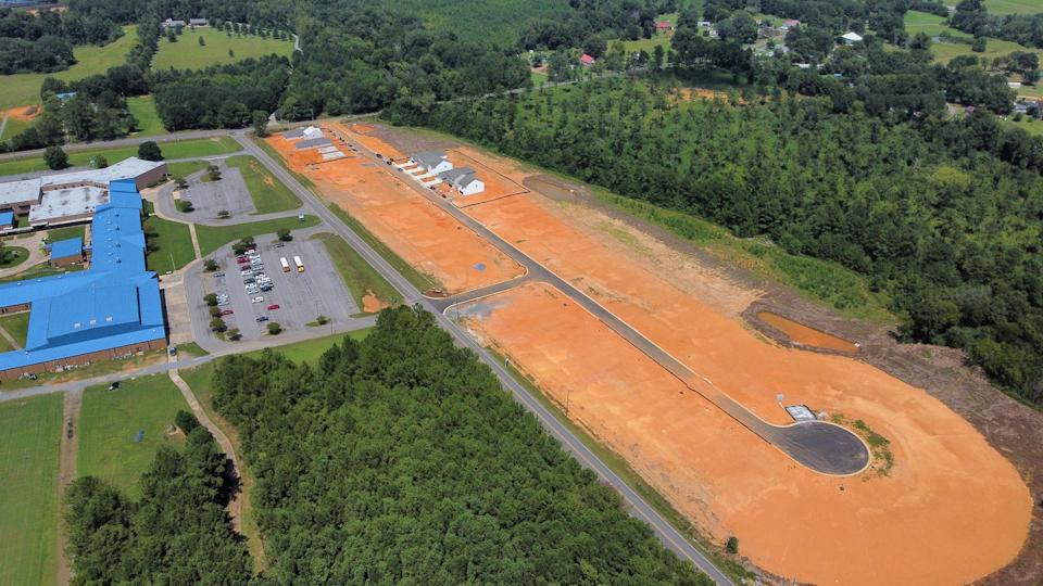 A high angle view of a road.