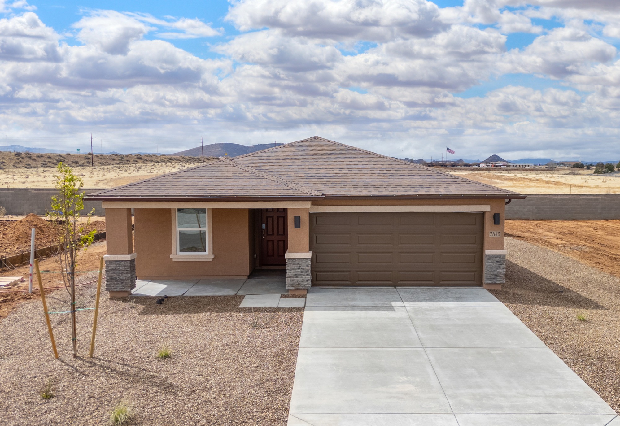 A house with a garage.