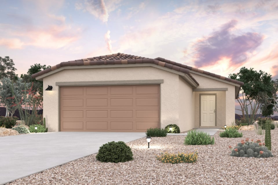 A house with a garage.