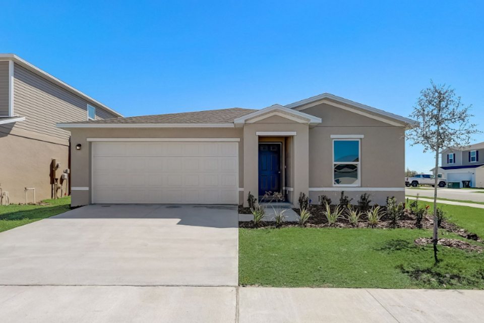 A house with a garage.