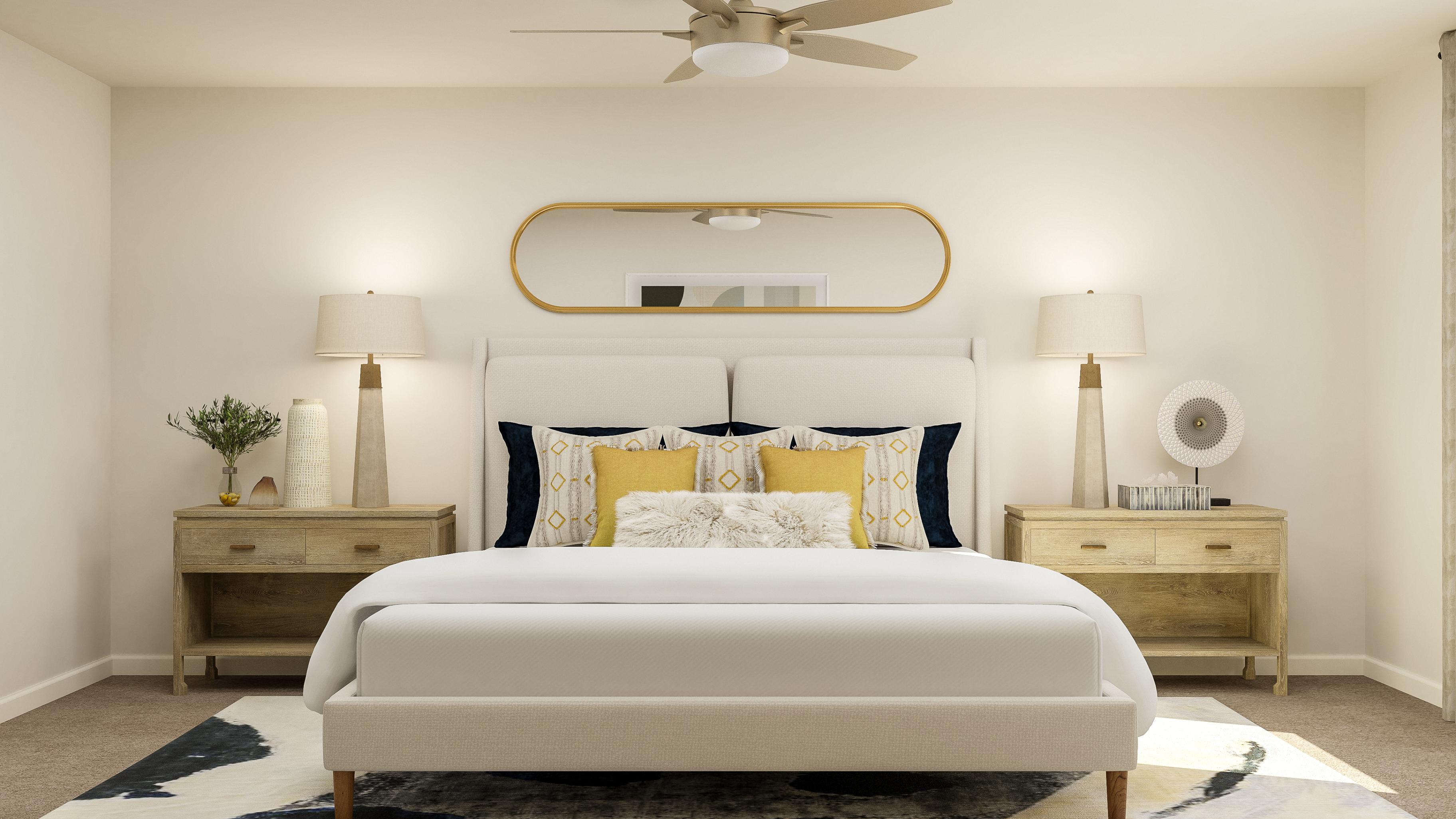 A white couch in a room.