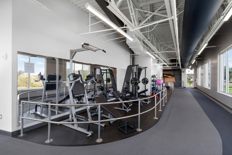 A room with exercise equipment.