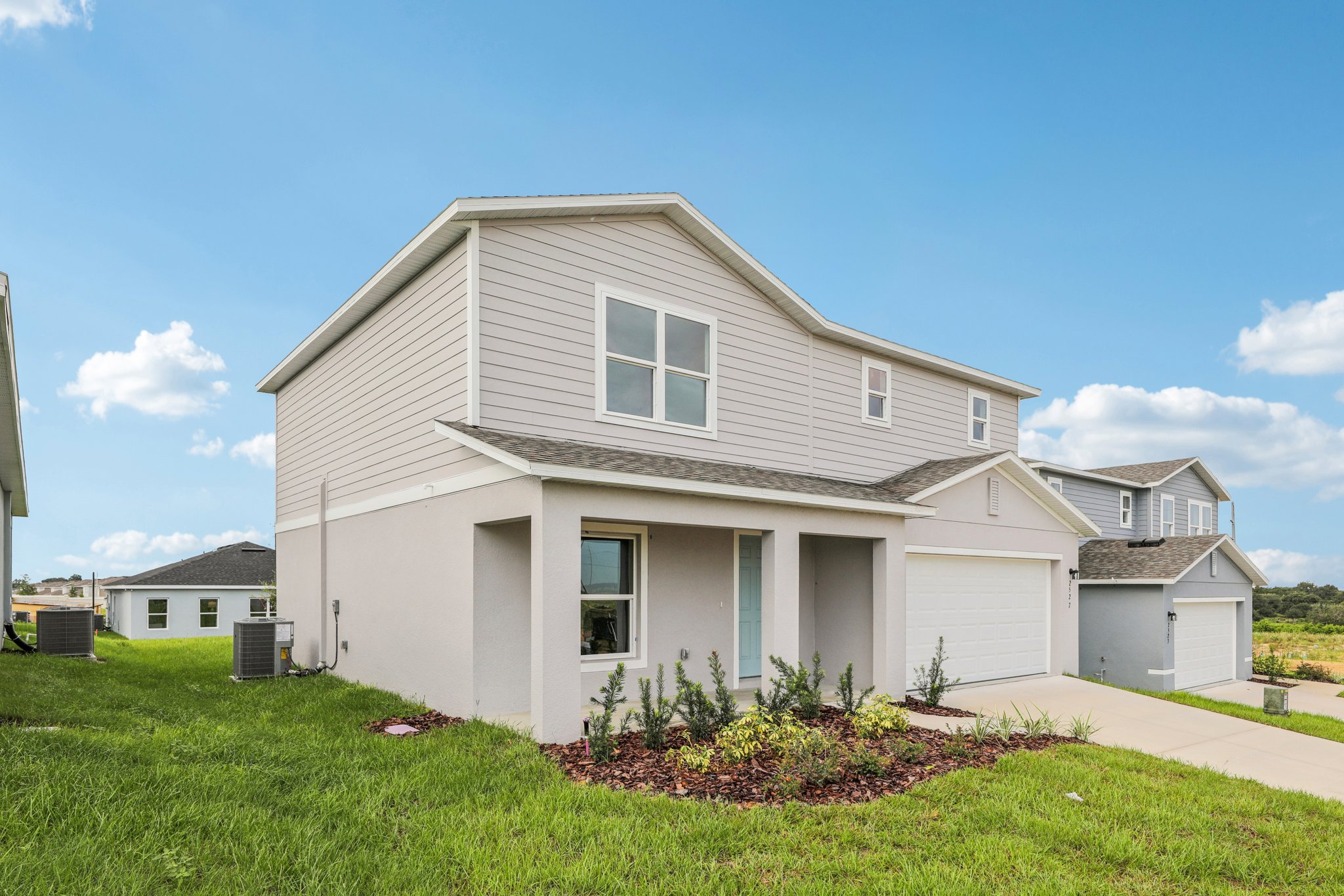 A house with a driveway.