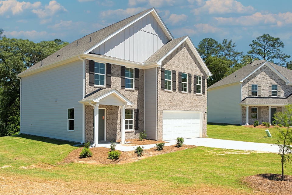 A house with a garage.
