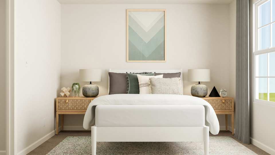 A white couch in a room.