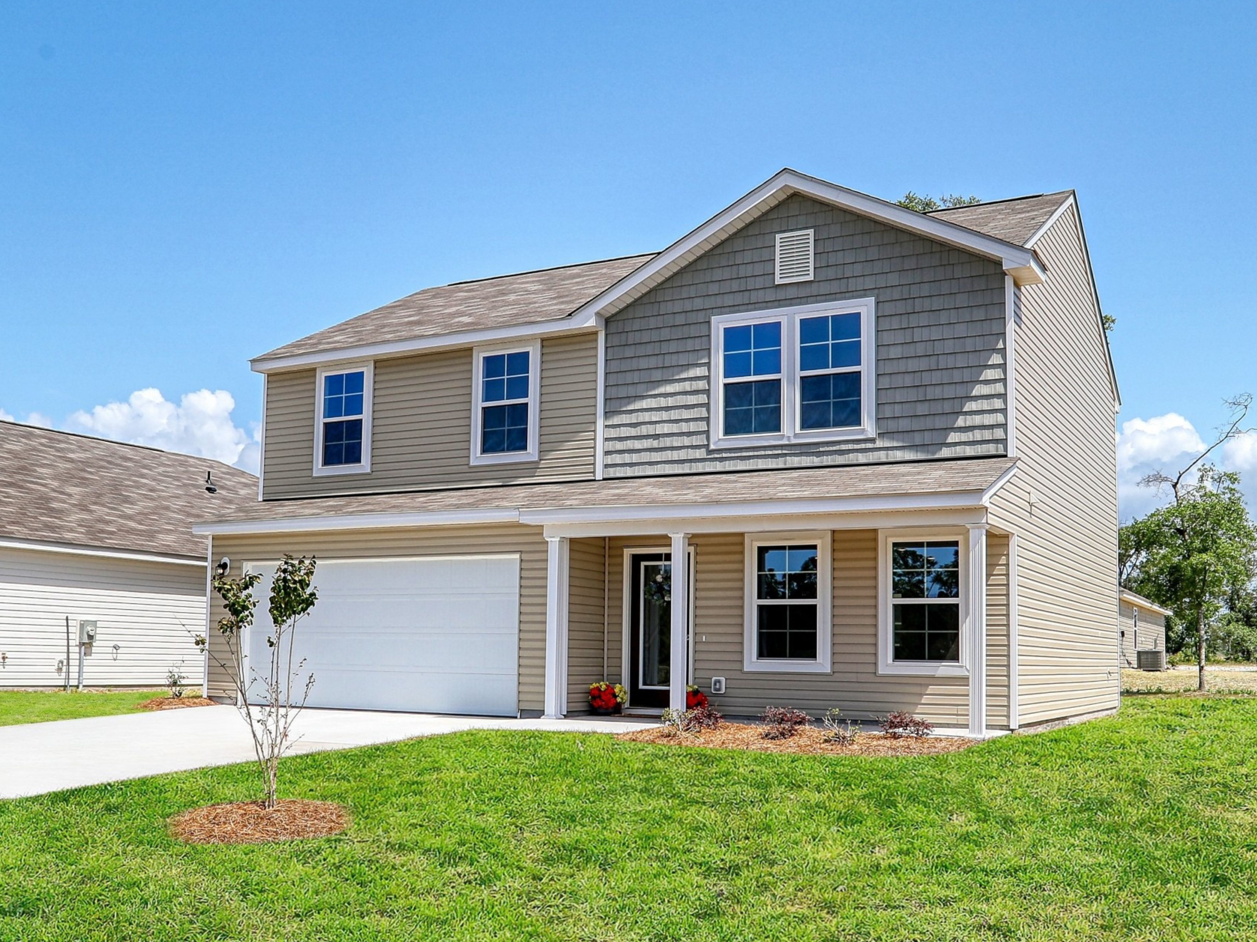 A house with a garage.