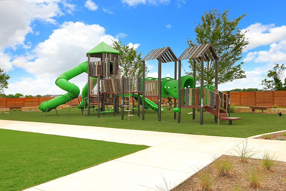 A playground with a slide.